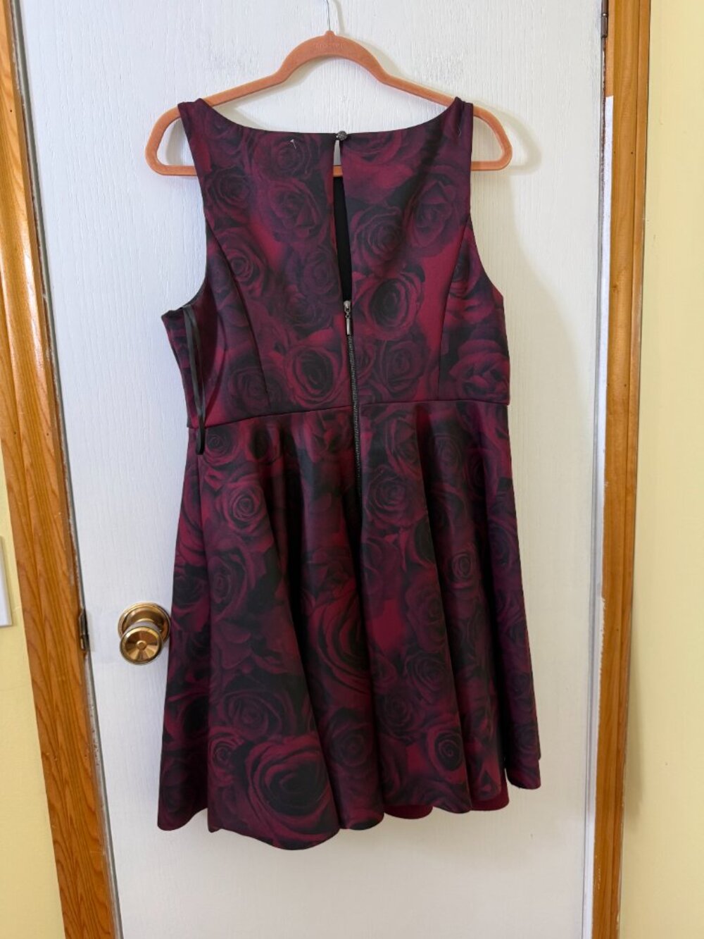 NWT RW&CO Elle Burgundy Rose Fit And Flare Dress Size 14 - Picture 5 of 5